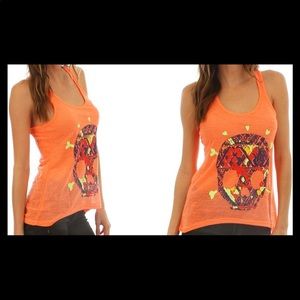 Orange skull racer back tank